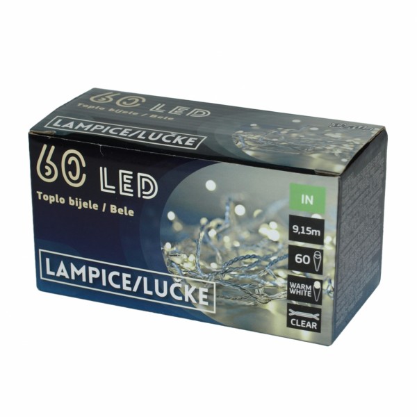 60 Led lampice bele B/O