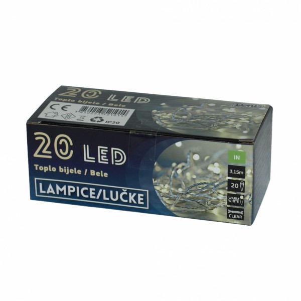 20 Led lampice bele B/O ( 52-101000 )