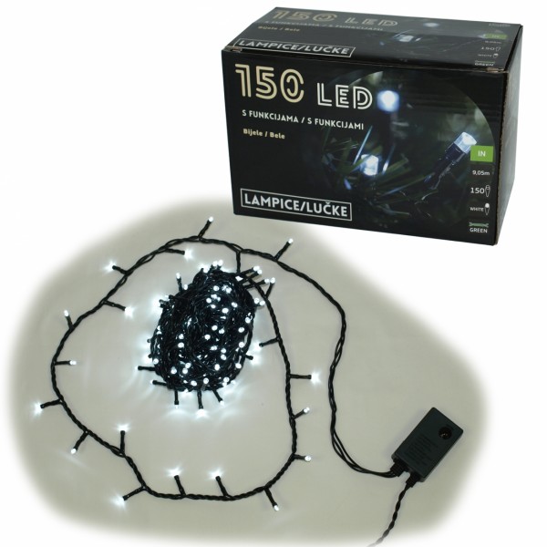 150 LED Lampica, bele, 8 funkc ( 52-118000 )