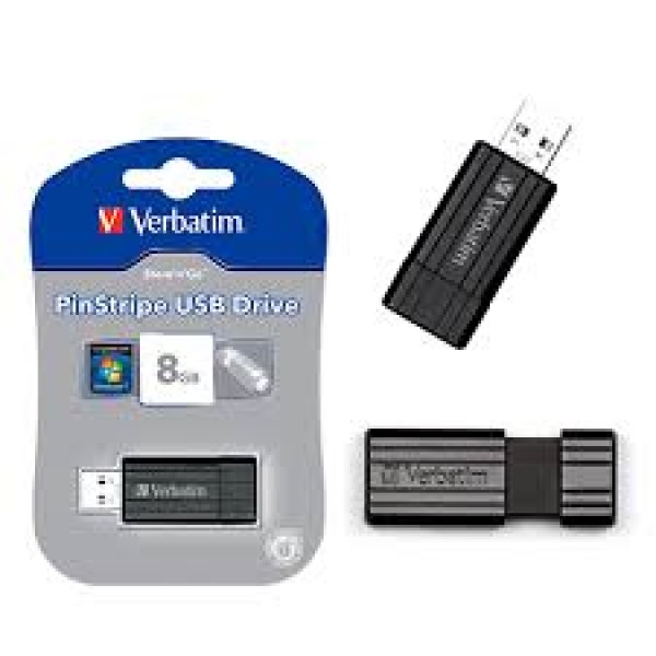 USB FLASH 8GB VERBATIM PINSTRIPE