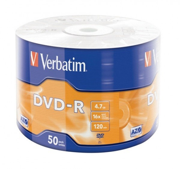 DVD-R VERBATIM 4.7GB 16X MATT SILVER WRAP 1/50 43788