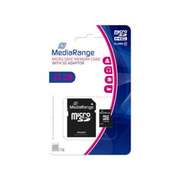 MEM. KARTICA microSDHC 32GB MEDIARANGE + SD adapter C10