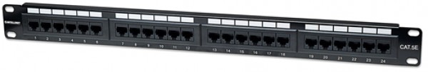 RACK PATCH PANEL 19\'' 1U CAT5E UTP 24 PORT INTELLINET (513555)