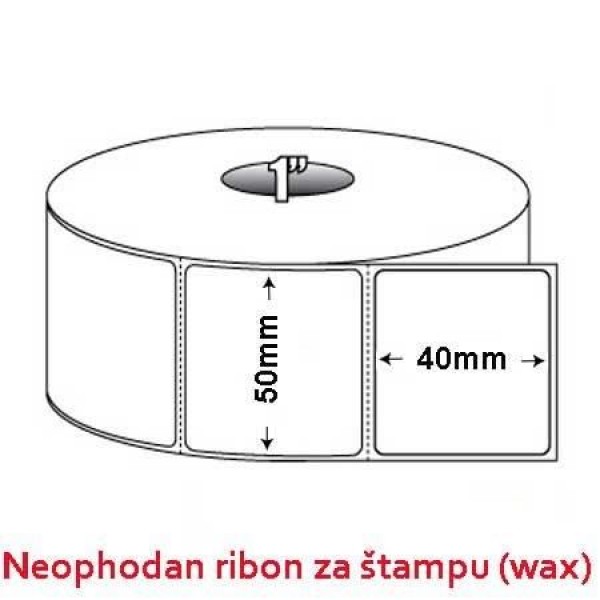 Rolna etiketa bela vellum 50x40 1 kolona 1500 kom TT