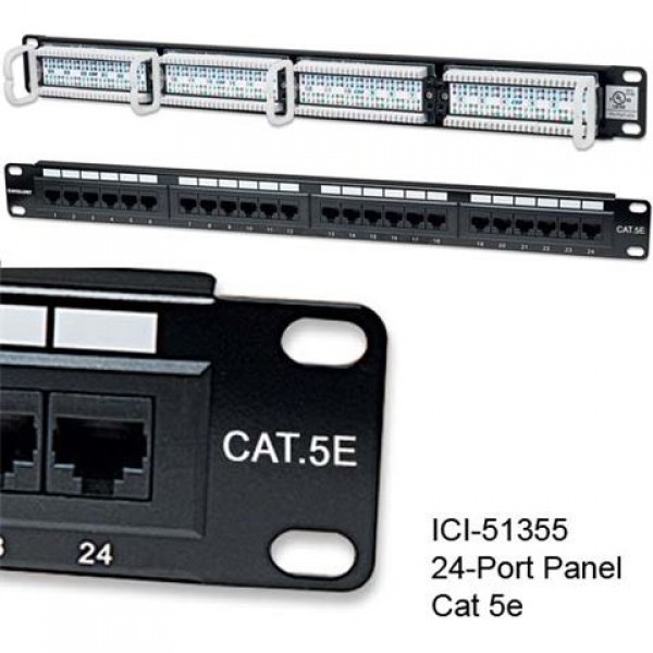 Intellinet prespojni UTP panel Cat.5e 24-portni 1U 19'', crni