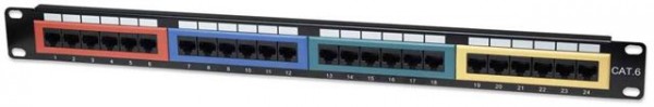 INT Cat6 Color-Coded Patch Panel, 24-Port, 19, UTP, 1U 513692