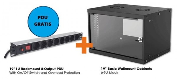 LAN Intellinet ormar zidni 6U560mm 714785+PDU 713986 crni