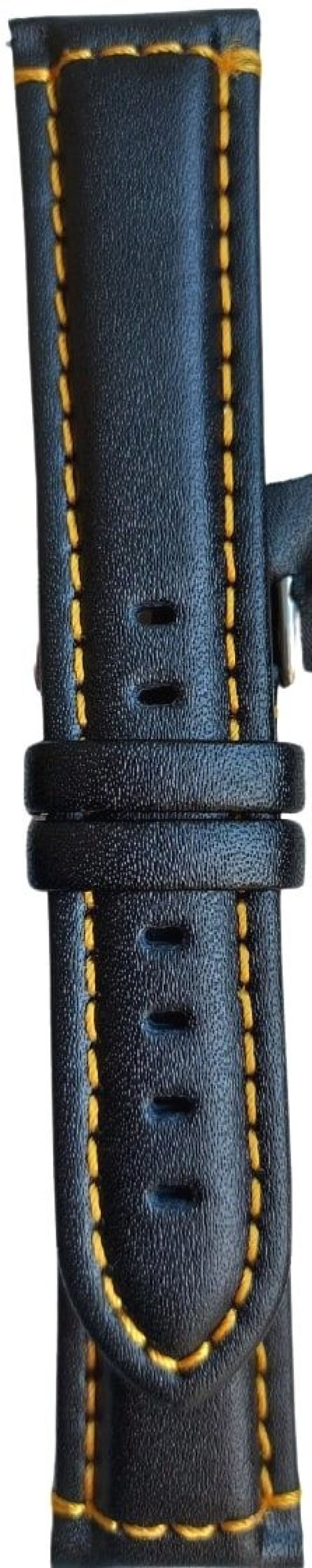 Kožni kaiš Diloy 22mm DIL393.1.10 Crni sa zutim stepom