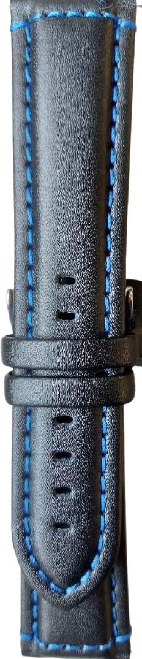 Kožni kaiš Diloy 24mm DIL393.1.5 Crni sa plavim stepom