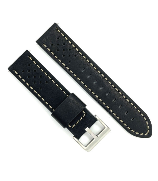 Kožni kaiš Diloy 24mm DIL398.1.22 Crni sa belim štepom