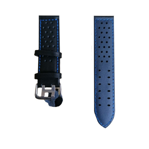 Kožni kaiš Diloy 24mm DIL380.1.5 Crna sa plavim štepom