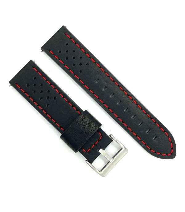 Kožni kaiš Diloy 22mm DIL380.1.6 Crni sa crvenim štepom