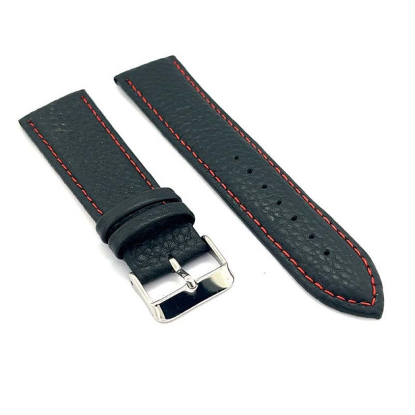 Kožni kaiš Diloy 18mm DIL205.1.6 Crni sa crvenim štepom