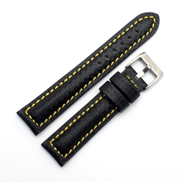 Kožni kaiš Diloy 20mm DIL374.1.10 Crni sa zutim štepom