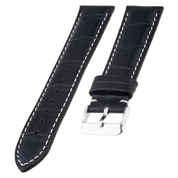 Kožni kaiš 24mm Crni sa belim štepom 24.138