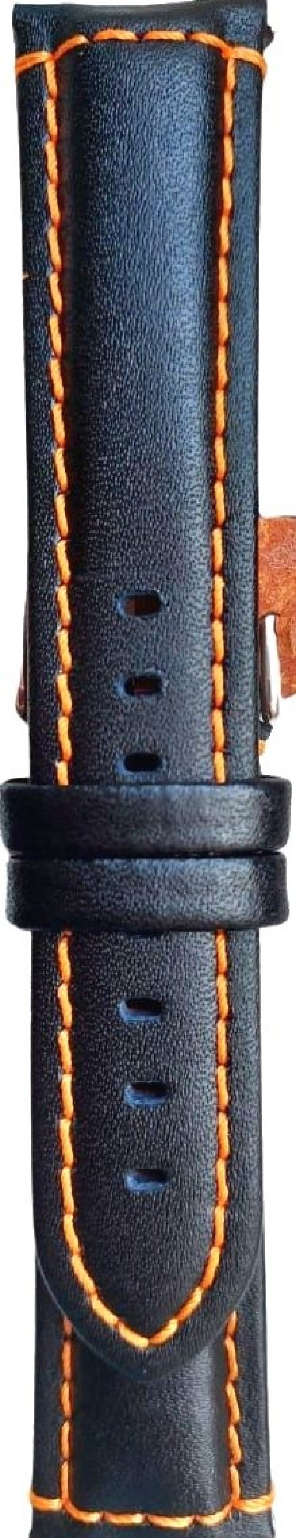 Kožni kaiš Diloy 22mm DIL393.1.12 Crni sa narandzastim tepom